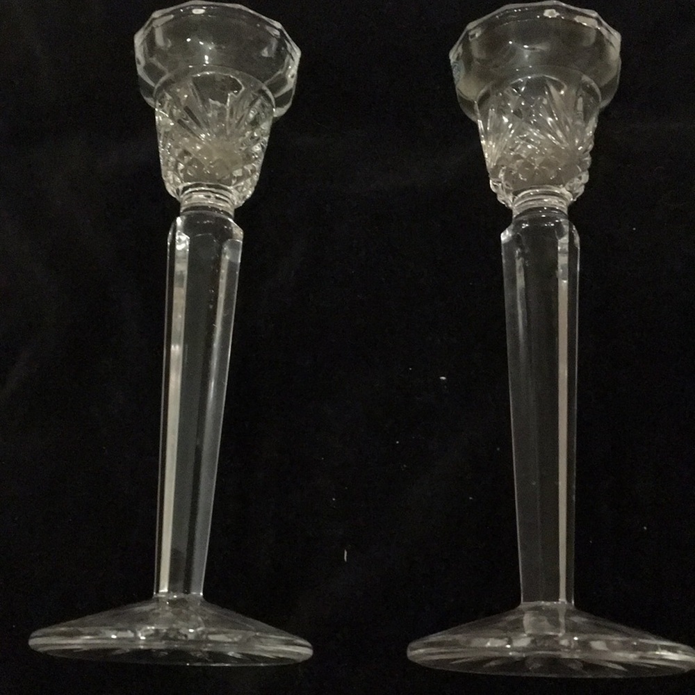 Pair of Glass Candle Sticks (L)